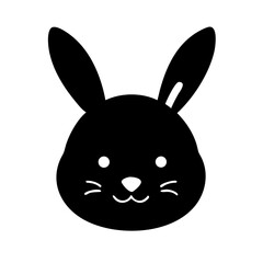 Silhouette bunny face icon on transparent background for web and graphic design
