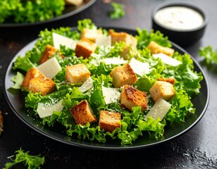 Classic Caesar salad on plate. 