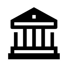 Silhouette courthouse icon on transparent background for web and graphic design