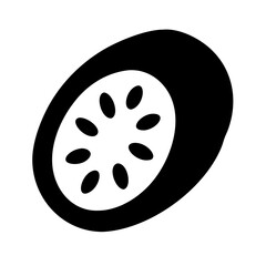 Silhouette cucumber slice icon on transparent background for web and graphic design