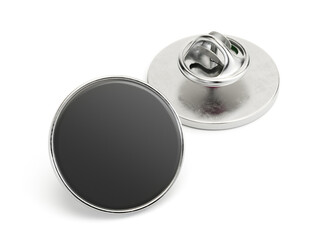 Plakat Empty enamel pin mockup - Blank round Black silver lapel badge mock up