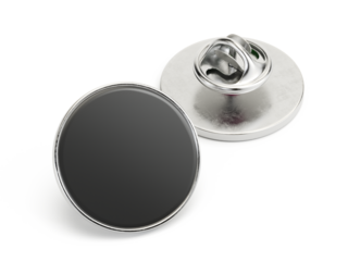 Empty enamel pin mockup - Blank round Black silver lapel badge mock up