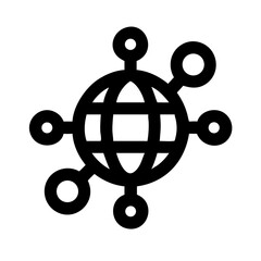 Silhouette global connection icon on transparent background for web and graphic design