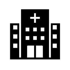 Obraz premium Silhouette hospital building icon on transparent background for web and graphic design