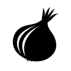 Silhouette onion icon on transparent background for web and graphic design