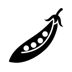 Silhouette pea pod icon on transparent background for web and graphic design