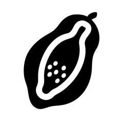 Silhouette papaya icon on transparent background for web and graphic design