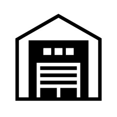 Silhouette warehouse icon on transparent background for web and graphic design