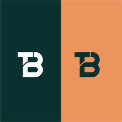TB monogram logo vector with green orange background