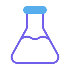 Stylized scientific laboratory flask filled with liquid, minimalist vector design