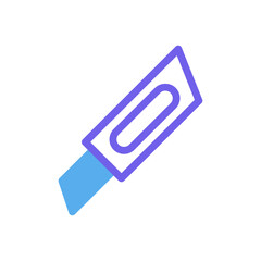 Minimalist graphic representation of a utility knife, construction tool icon
