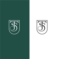 monogram logo in the shape of the letters TS on a green and white background