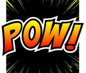 Cartoon comic sign burst clouds. Speech bubble, Pow sign expression and pop art text frames. Comics mem expressions speech, superhero book Pow label. Isolated vector symbols set