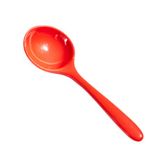 Bright Red Kitchen Spoon Isolated on White Background for Culinary and Cooking Use