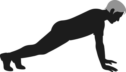 Clean Silhouette Senior Adult Performing A Wall 