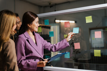 Creative team collaboration session office space brainstorming ideas modern workspace engaged view innovation strategy © aksonsat