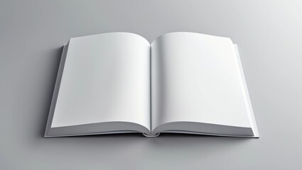 Isolated white open magazine mockup on white 3D rendering
