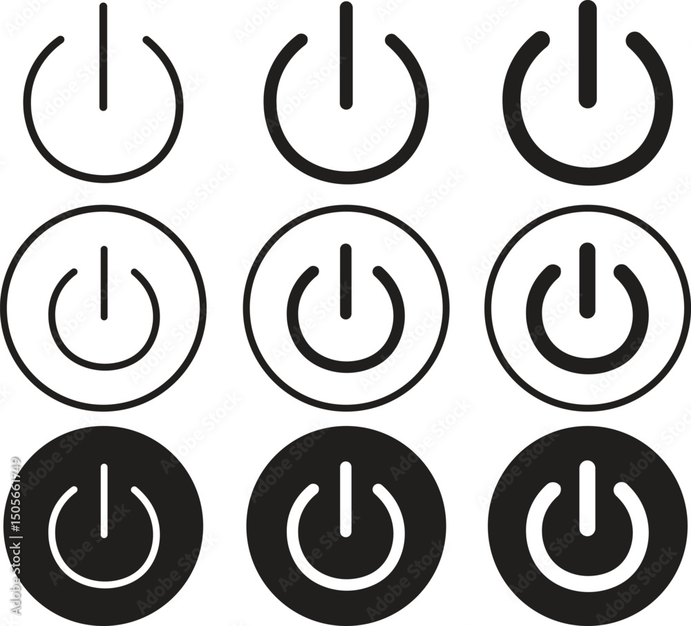 Poster turn on and turn off power button icons set. user interface switch button concept for mobile applica