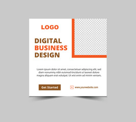 Social Media Post Template Design Orange And Brown Digital Marketing Banner For Business Corporate Modern Vector Illustration