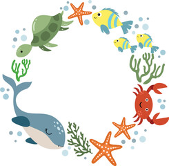 Colorful Underwater World A Circle of Sea Life