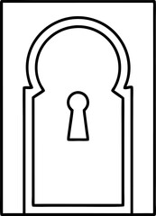 Door With Keyhole Line Art Vector Illustration 