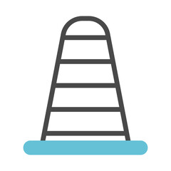 Minimalistic graphical rendition of a stylized ladder with geometric form