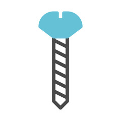 Stylized teal slotted screw illustration against a white background simple view