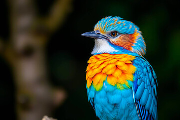 Stunning European Roller Perched on a Tree Branch, Showcasing Its Vivid Blue and Brown Plumage in a Serene Natural Setting, Vibrant Wallpaper
