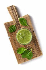 spinach and celery stems detox diet smoothie with chia and sunflower seeds, healthy eating
