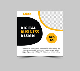 Social Media Post Template Design Yellow And Black Digital Marketing Banner For Business Corporate Modern Vector Illustration