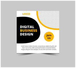 Social Media Post Template Design Yellow And Black Digital Marketing Banner For Business Corporate Modern Vector Illustration