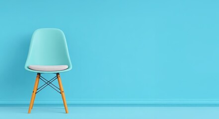 Stylish Minimalist Chair Against a Bright Blue Wall with a Modern Aesthetic for Interior Design and Home Decor Inspiration
