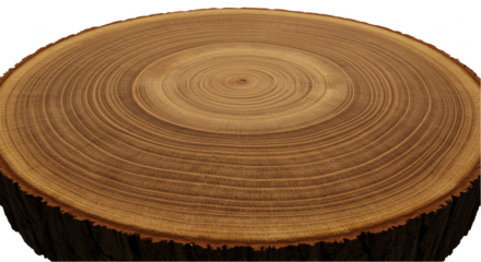 Isolated Photo of Wooden Log Cross Section with Brown Surface texture