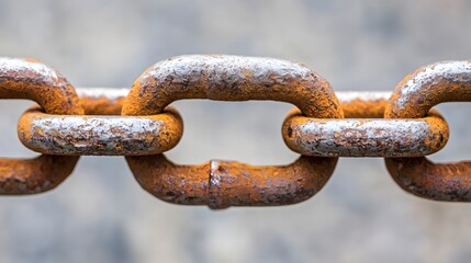 A rusty chain symbolizes blockchain security and oversight with copy space for text illustrating the concept of data integrity and reliable decentralized systems.