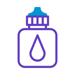 Minimalist depiction of a bottle containing liquid remedy used for medical relief