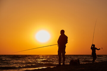 Sunset Fishing on the Beach