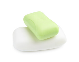 Two soap bars isolated on white. Personal hygiene