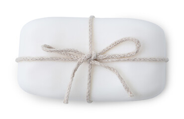 One soap bar isolated on white, top view. Personal hygiene