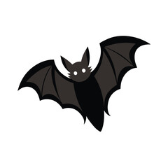Adorable cartoon bat with red eyes flying on a white background for halloween