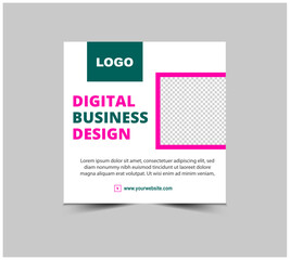 Social Media Post Design Template Purple And Green Digital Marketing Banner For Business Corporate Modern Vector Illustration