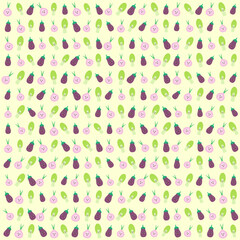 Vector pattern onion vegetable, pak choy mustard greens cute bright
