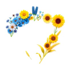 Naklejka premium bouquet of yellow anf blue flowers