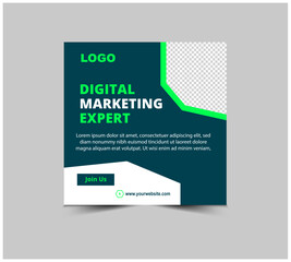 Social Media Post Design Template Green Digital Marketing Banner For Business Corporate Modern Vector Illustration