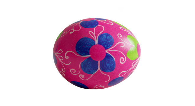 Isolated Pink Floral Decorated Easter Egg with White Background - Powered by Adobe