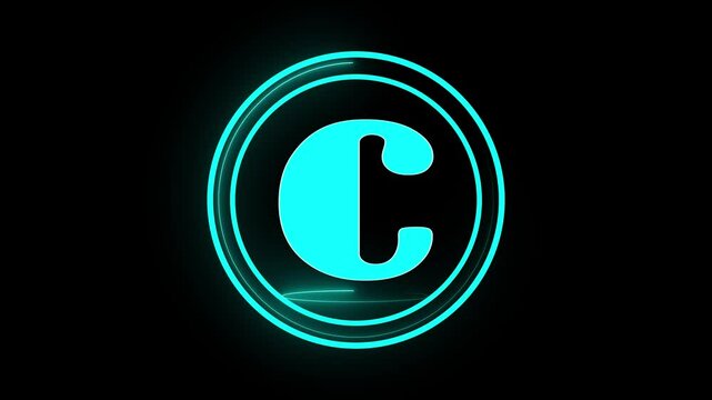 letter C .3D Rendering. Glow Alphabet Number in sphere .Animation Video Template For Your Business letter A from metallic cubes, 3D letter animation chroma key black screen background. 4k
