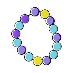 Colorful beaded strand, isolated on white background, for craft projects