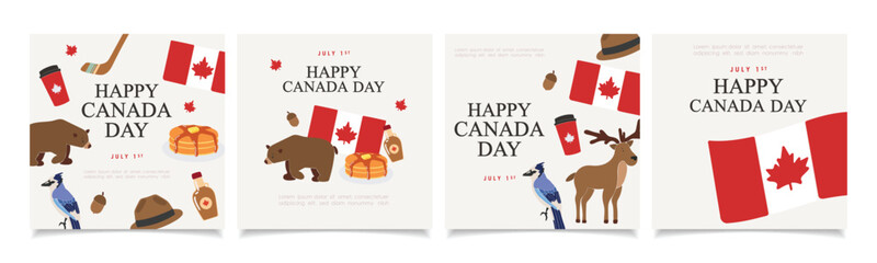 Canada day elements collection. Design for posters, banner, greeting cards, stickers