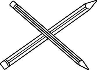 Pencil Crossing Paper Line Art Vector Illustration