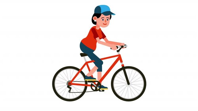 Woman Riding Bicycle - Flat Looped Animation with alpha channel.