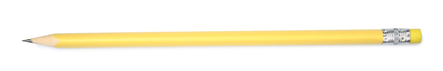 One sharp graphite pencil isolated on white, top view